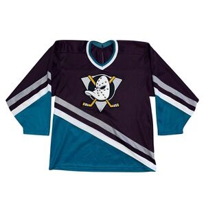 Vintage CCM Mighty Ducks of Anaheim Jersey Mens Medium Eggplant Teal Maska NHL